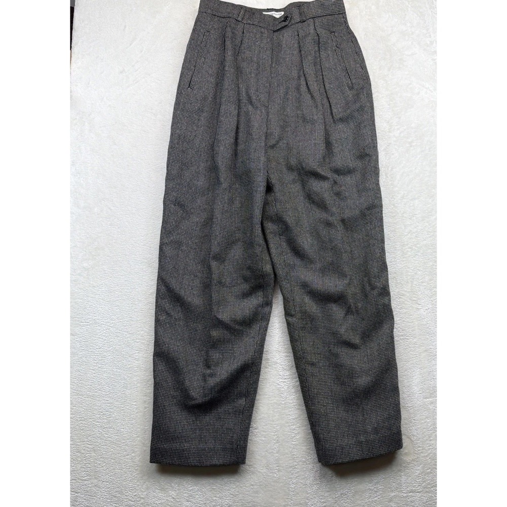 Vintage 90s Liz Claiborne Women's 12 Gray Wool Pleated High Rise Dress Pants